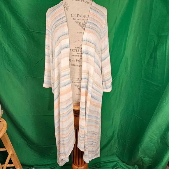 NWT Torrid Womens Multi Stripe Kimono Ho Low Duster Cardigan‎ Sweater 1 1X - Picture 1 of 5